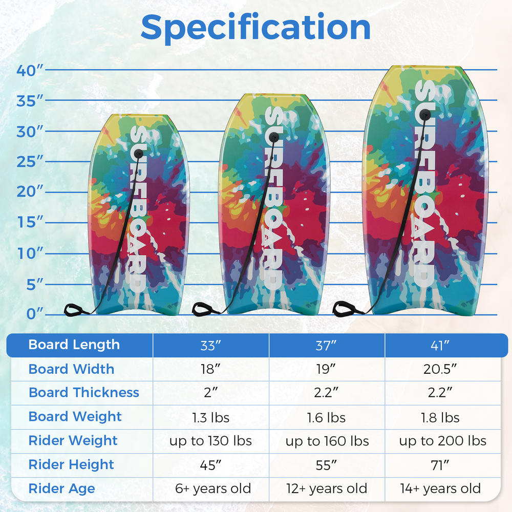 33/37/41 Inches Lightweight Bo - Bodyboard Boogie Board review and price