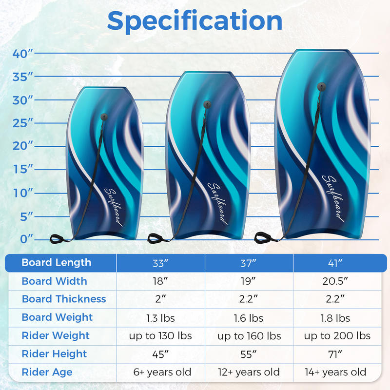 33/37/41 Inches Lightweight Bo - Bodyboard Boogie Board review and price